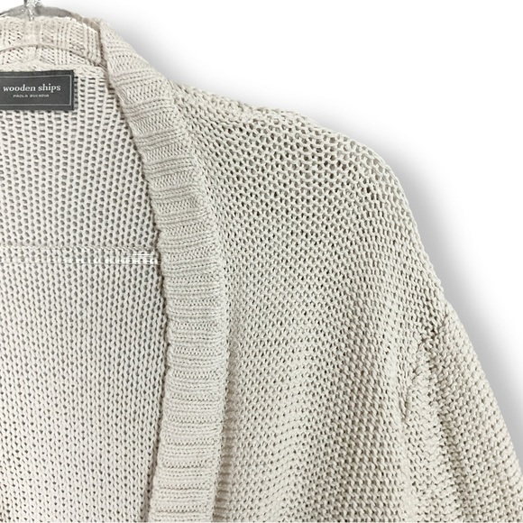 Wooden Ships Cropped Open Cardigan Sweater Sz S Neutral Beige Minimalist - Picture 4 of 12